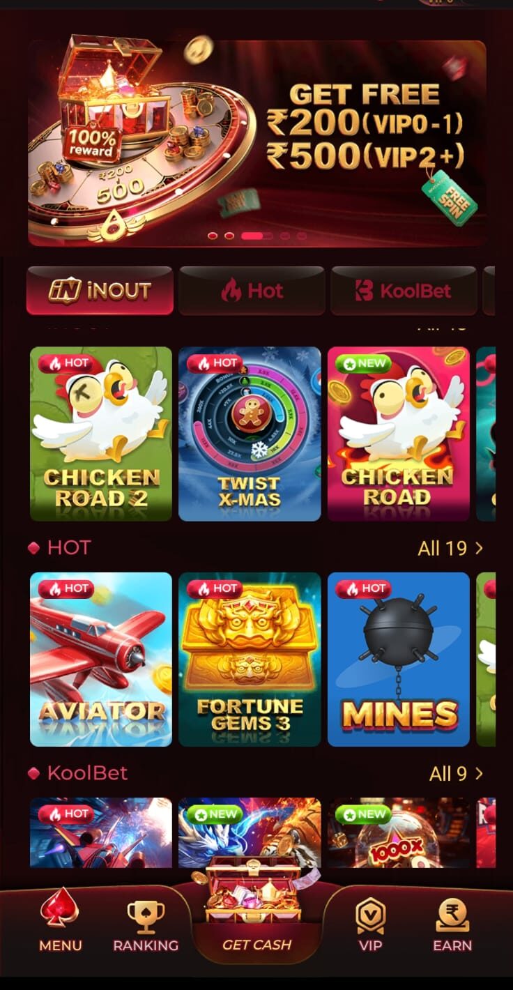 Raj Luck Home Screen